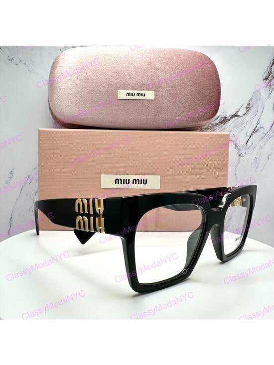 MIU MIU Womens Eyeglasses Black Square Full Rim frames 52-19mm Rx-able Womens